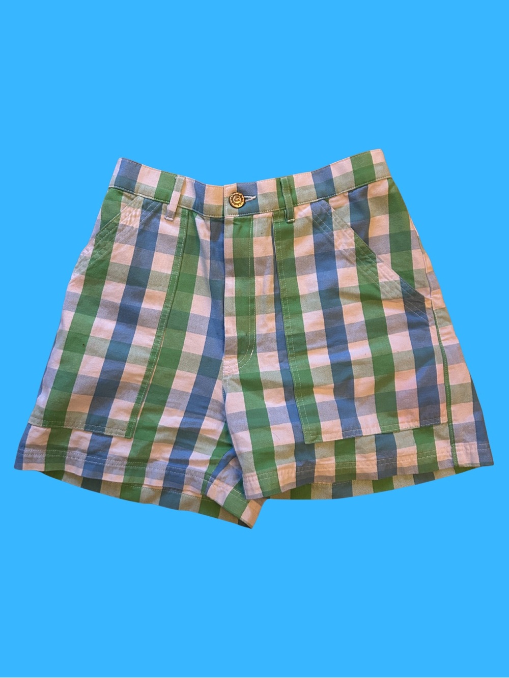 Big Bud Press Green, Blue & White Gingham Women's Shorts